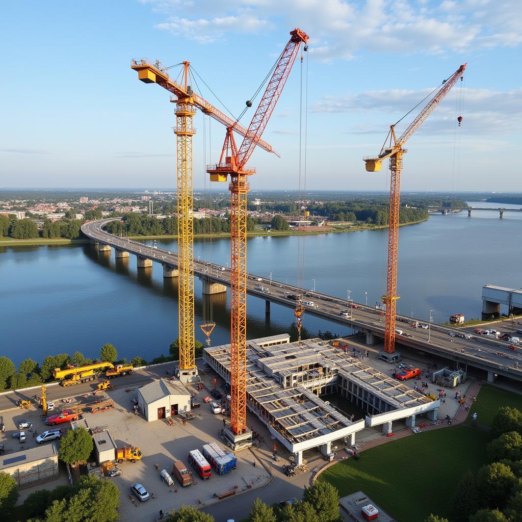 Baufortschritt Leverkusener Brücke aus der Luft