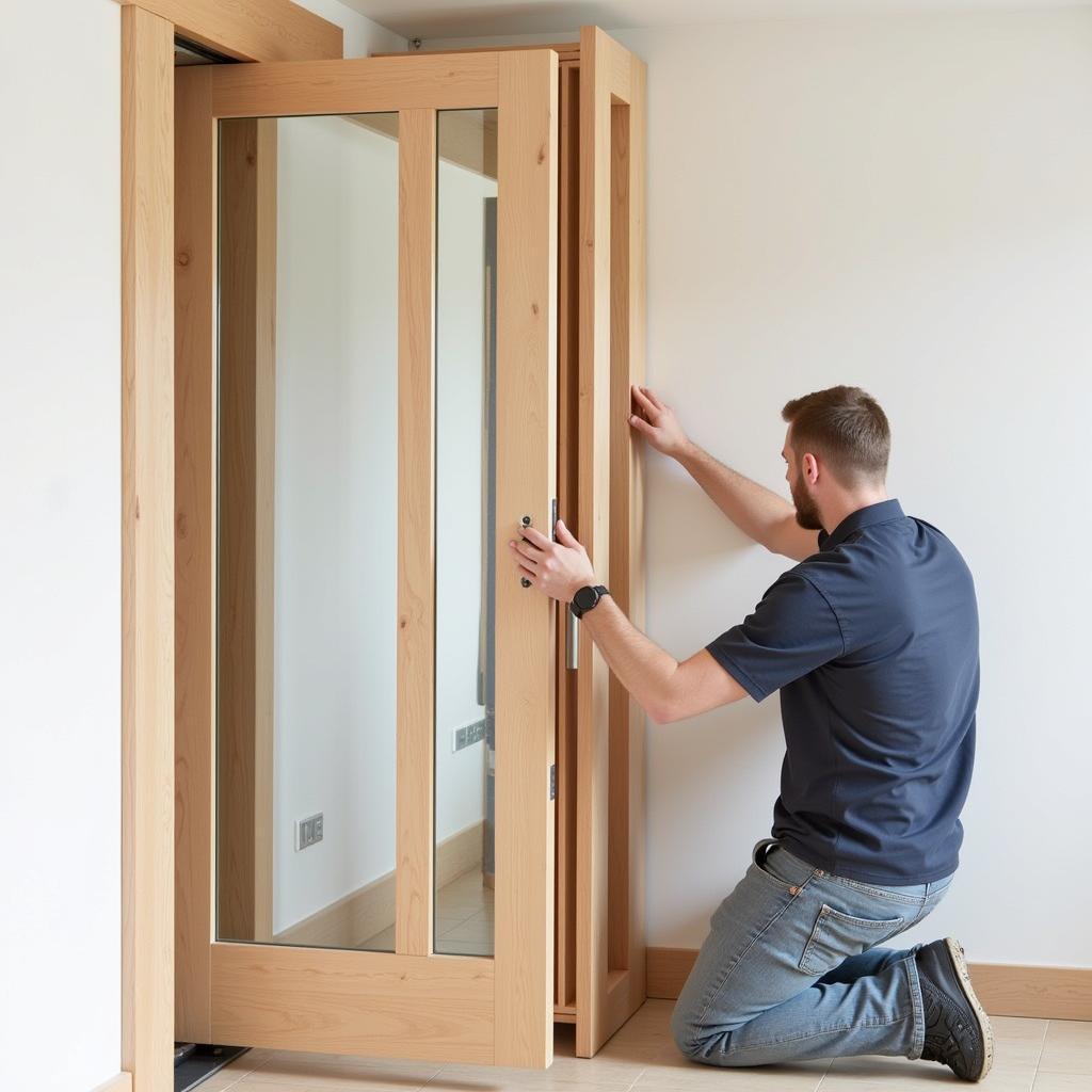 Professionelle Montage der Zimmertüren Buche mit Glas vom Bauhaus Leverkusen