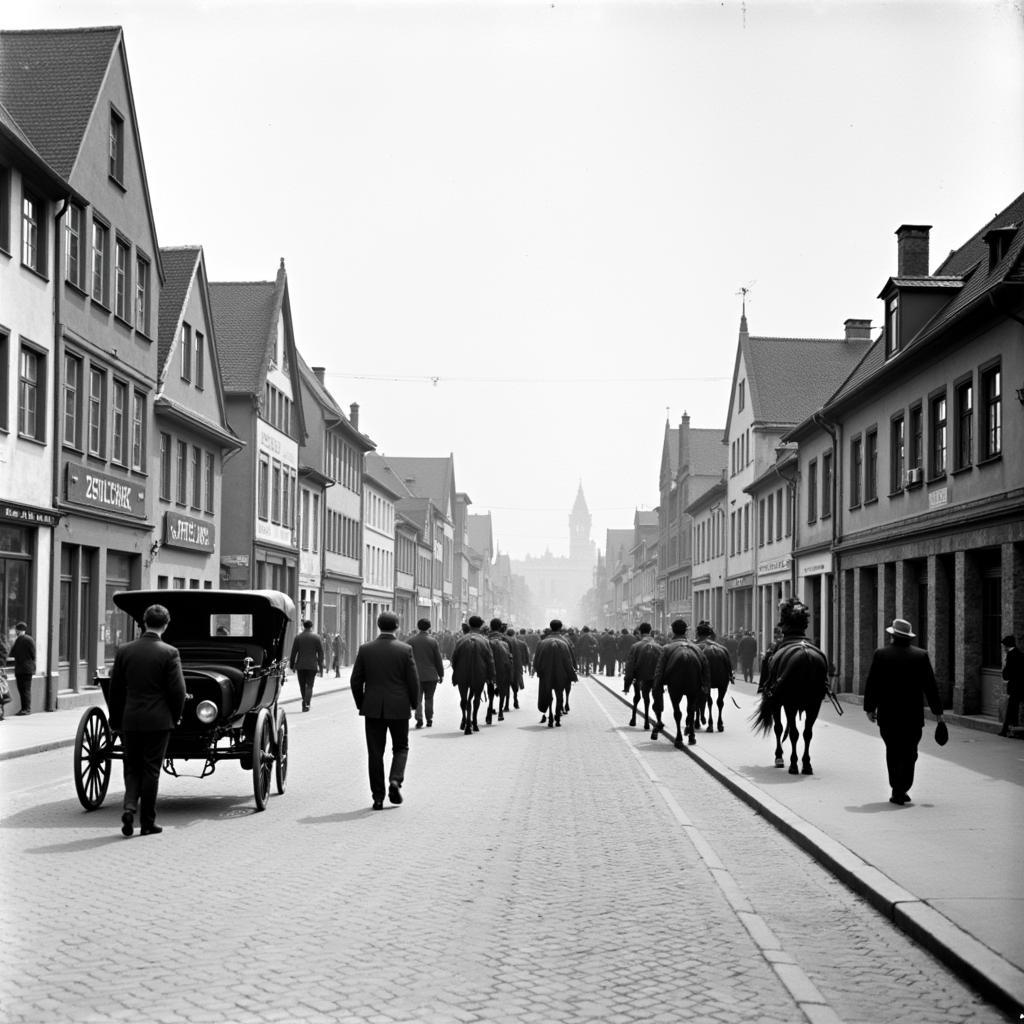 Historische Ansicht der Baumberger Straße Leverkusen