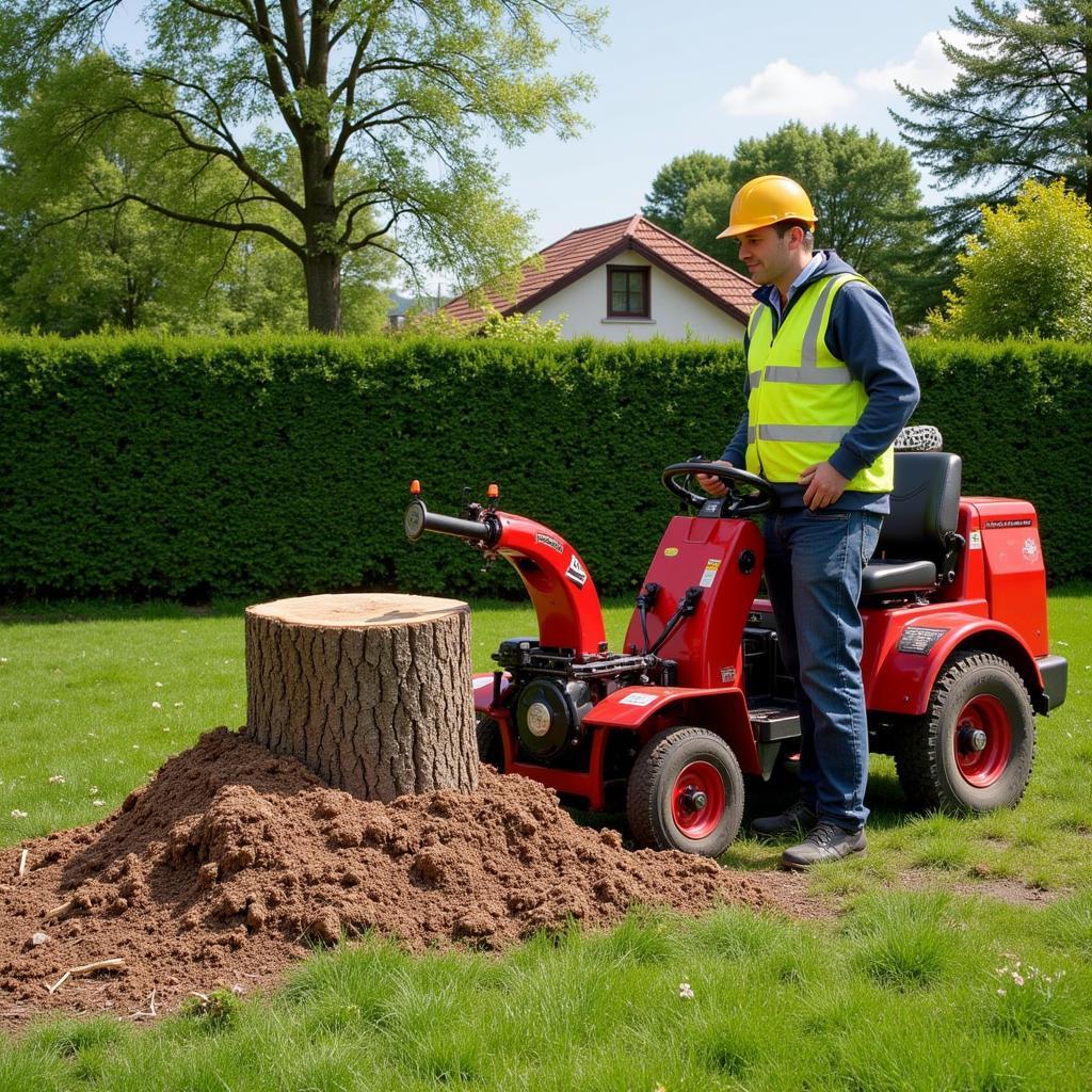 Baumstumpffräsen im Garten in Leverkusen