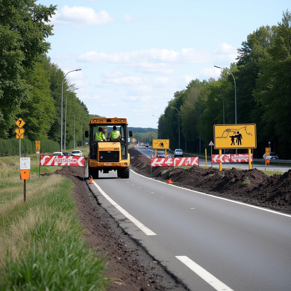 Straßenbauarbeiten in Leverkusen Rheindorf