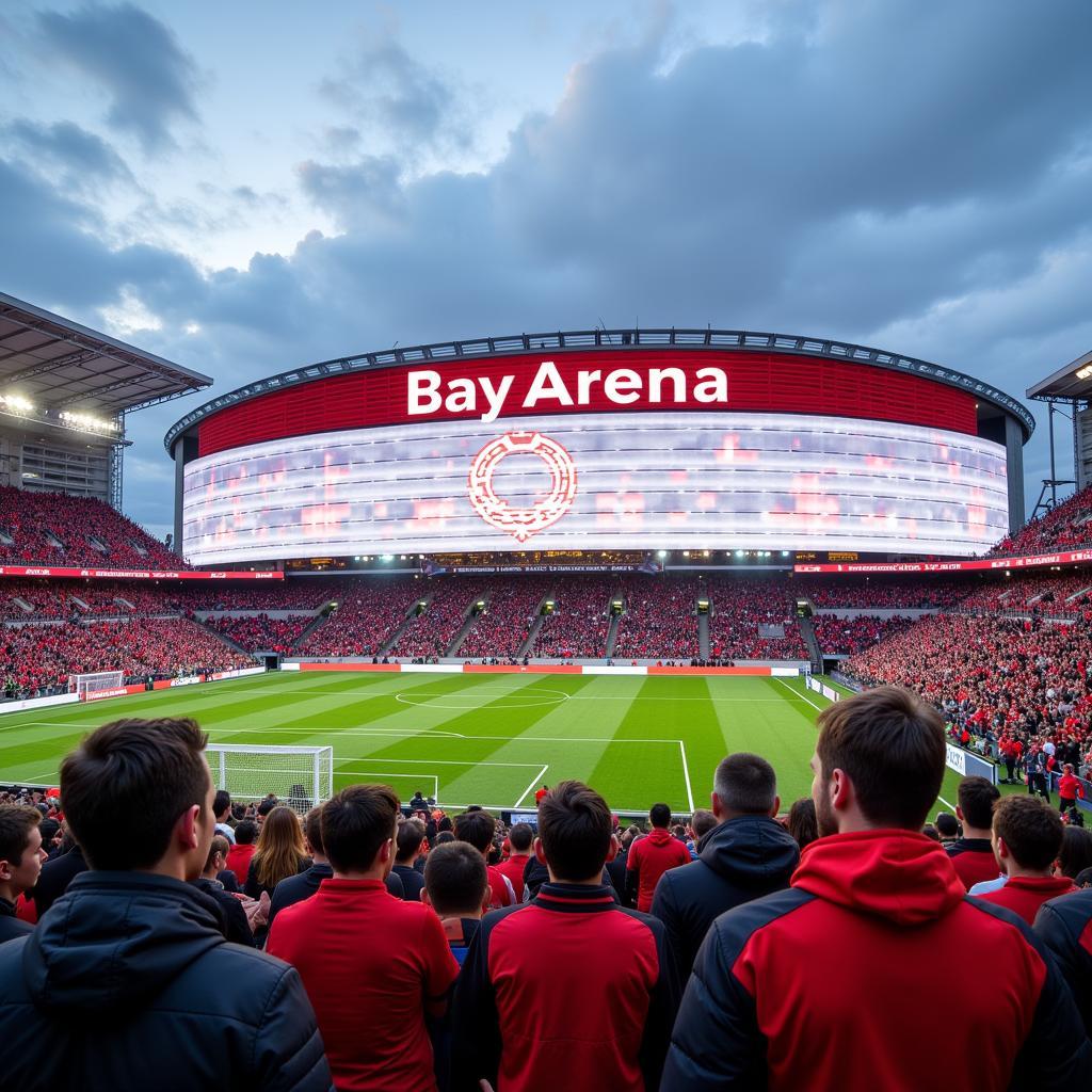 Die BayArena an der Alten Landstraße 215 in Leverkusen