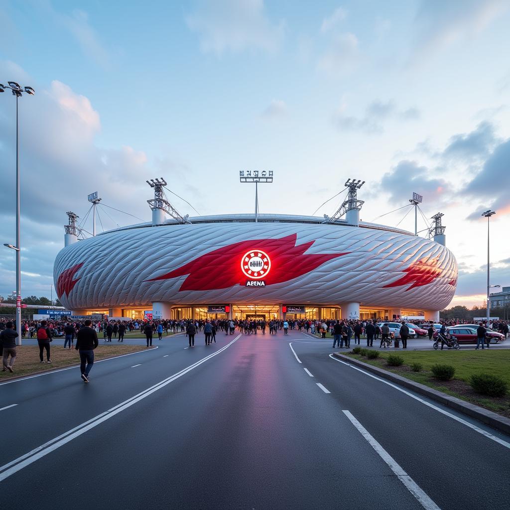 BayArena am Heidkamp 100 Leverkusen - Ein Blick auf das imposante Stadion der Werkself