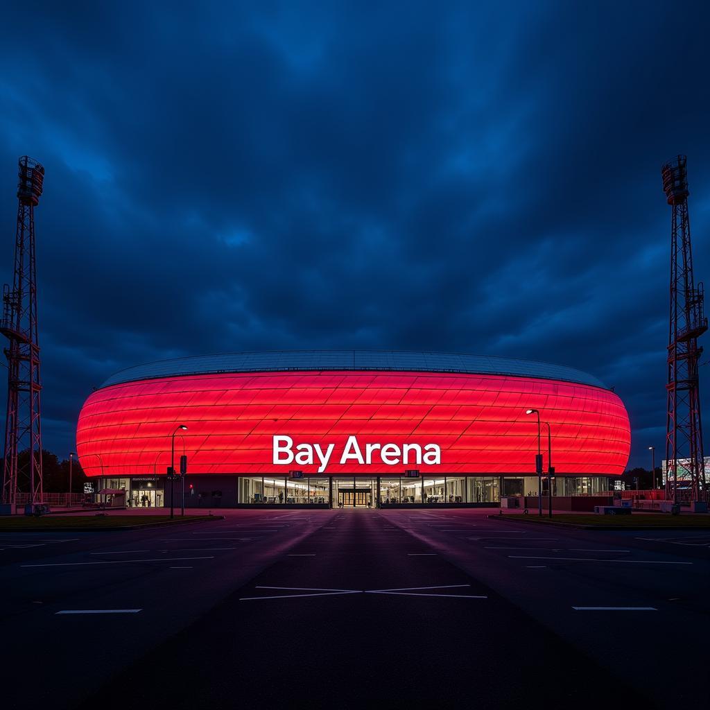 Die BayArena bei Nacht, an der Schnitten 8, 51381 Leverkusen