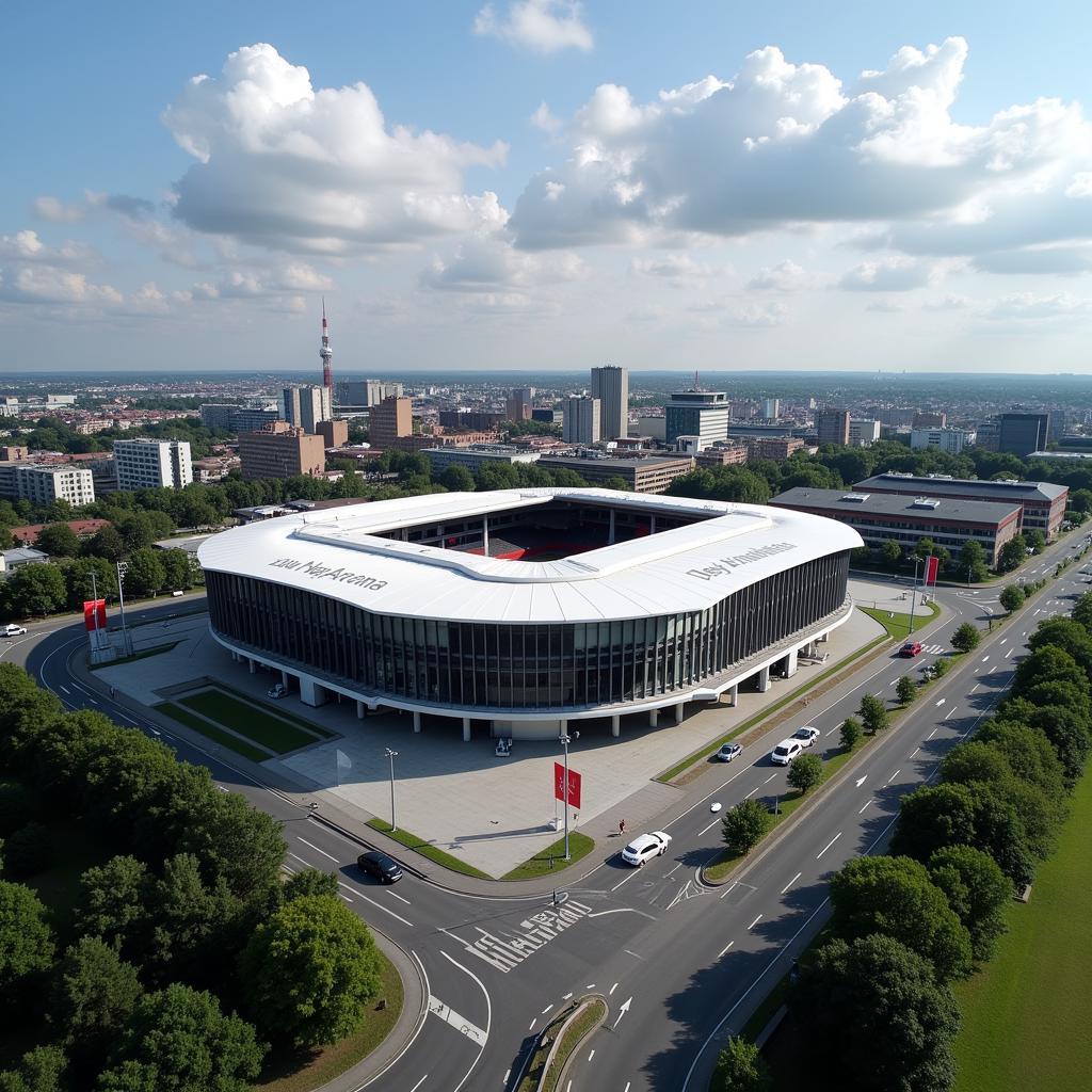 BayArena an der Atzlenbacher Straße in Leverkusen - Luftbild