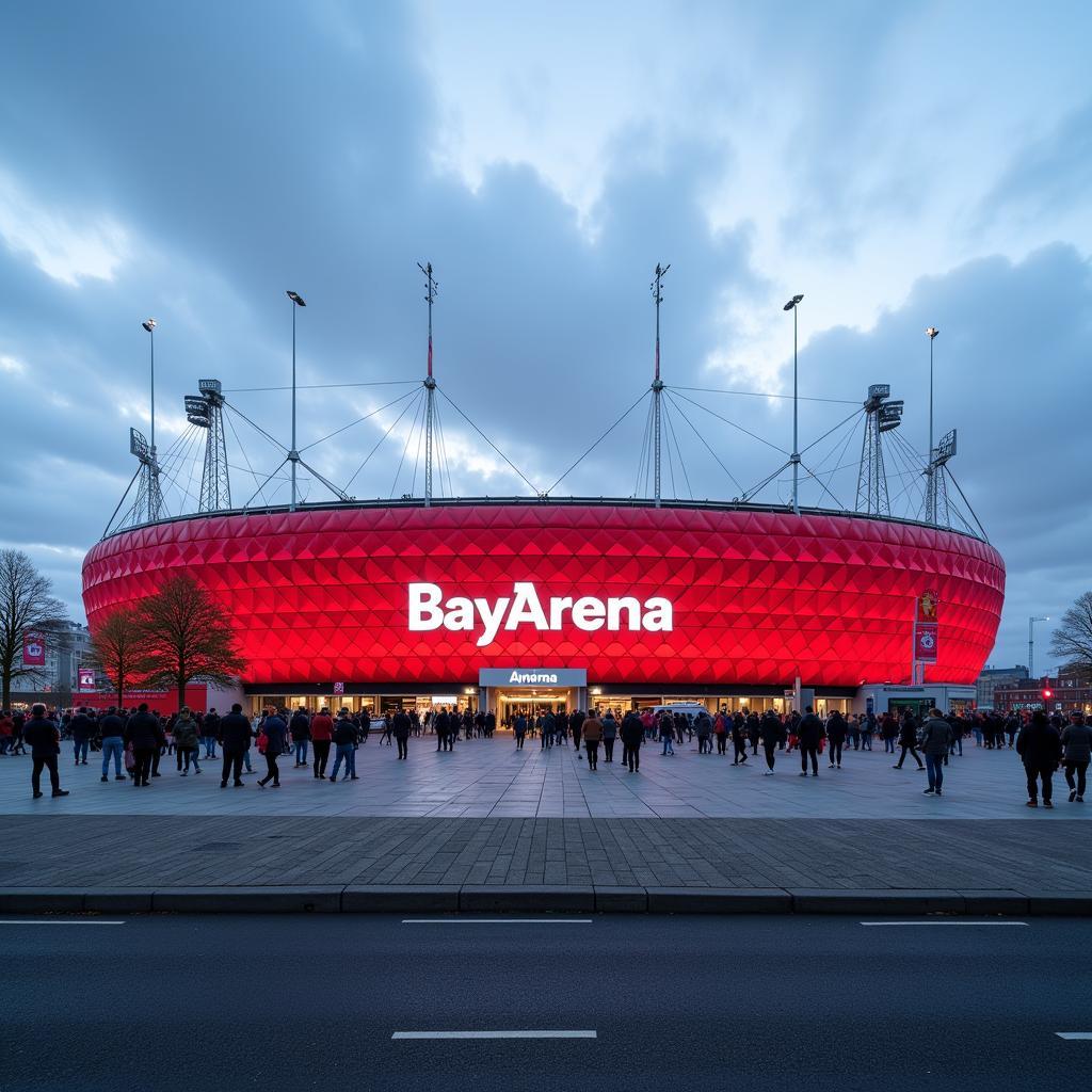 BayArena an der Bahnstadtchaussee 29 in Leverkusen: Ein beeindruckendes Fußballstadion.