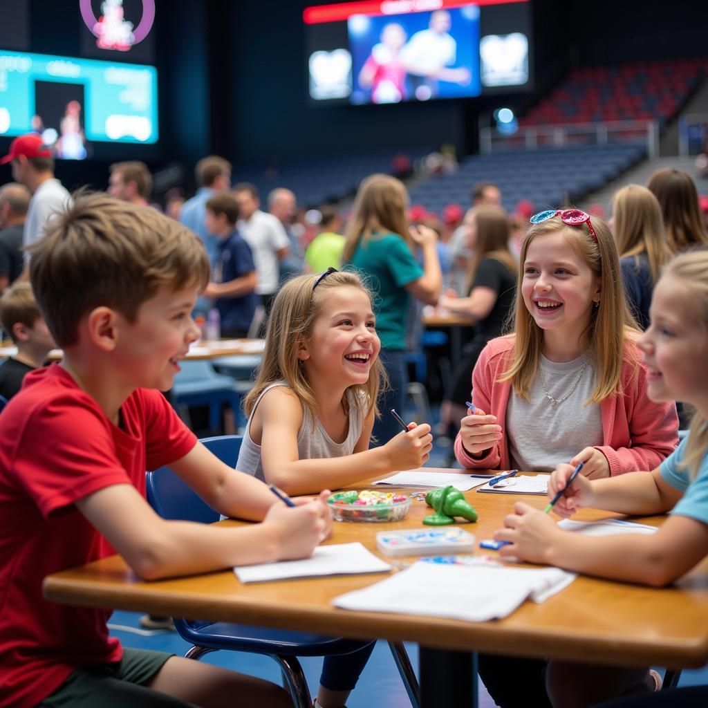 Kinder haben Spaß im Familienbereich der BayArena