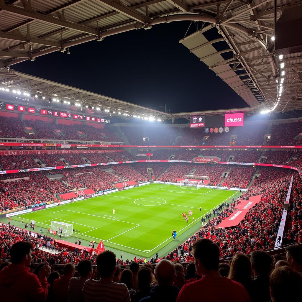 Atmosphäre in der BayArena bei einem Heimspiel von Leverkusen