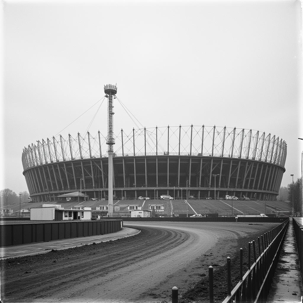 Historische Aufnahme der BayArena in Leverkusen