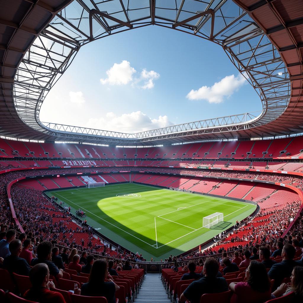 Zukunftsvision des Leverkusen Stadiums - BayArena mit modernster Technologie.