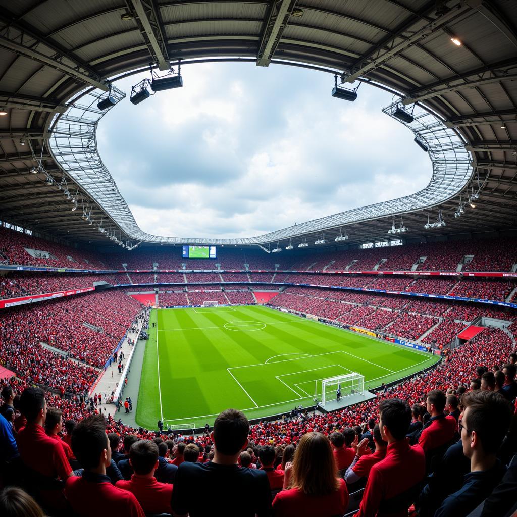 Die BayArena - Modernes Stadion des Bayer 04 Leverkusen in 51375 Nordrhein-Westfalen