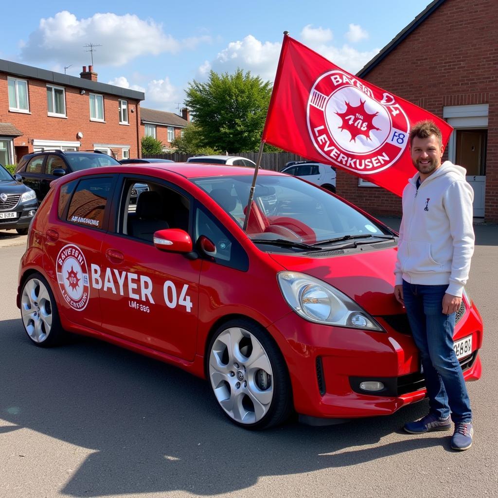 Bayer 04 Fan mit Autogas Auto