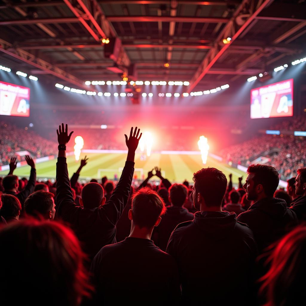 Bayer 04 Leverkusen vs. Borussia Mönchengladbach: Fans im Stadion