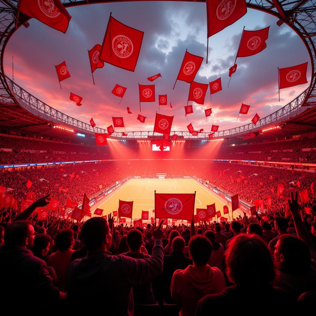 Bayer 04 Leverkusen Fahnen im Stadion