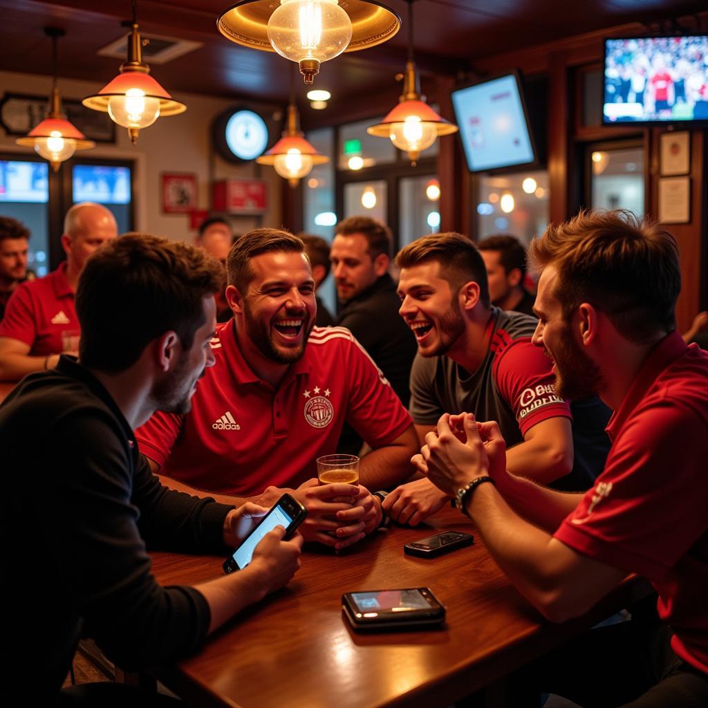 Bayer 04 Leverkusen Fans diskutieren Transfergerüchte.