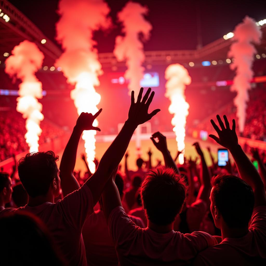 Bayer 04 Leverkusen Fans feiern ihre Mannschaft