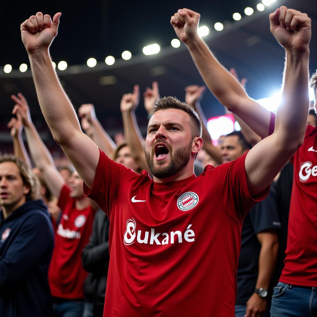 Bayer 04 Leverkusen Fans im Stadion jubeln