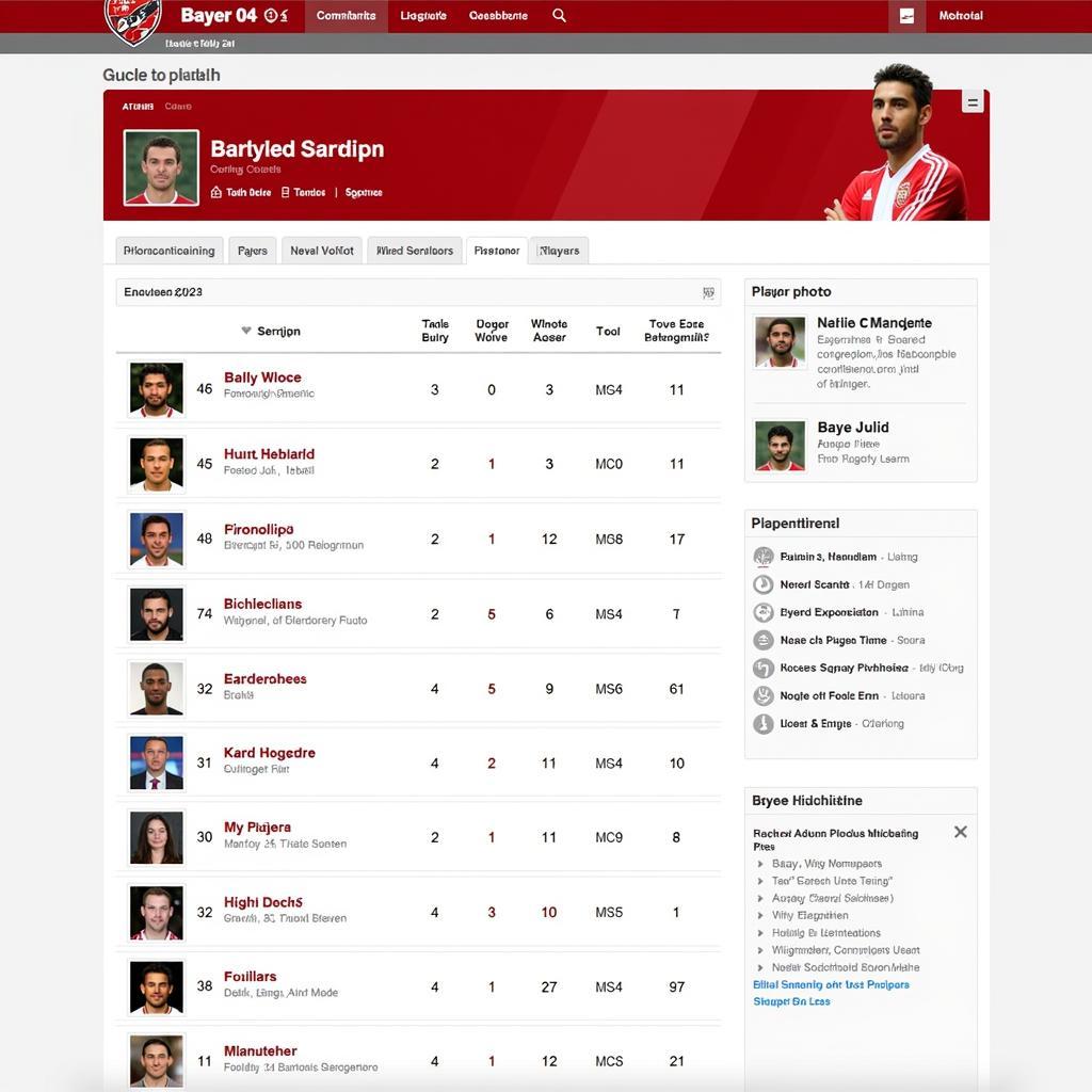 Spielerprofile auf der Bayer 04 Leverkusen Homepage