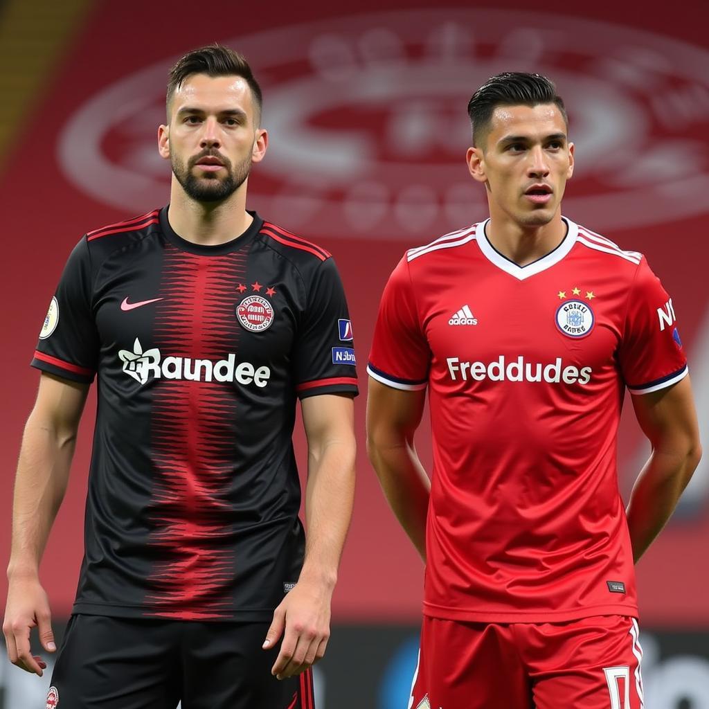 Kai Havertz und Kevin Volland im Bayer 04 Leverkusen Trikot 19/20