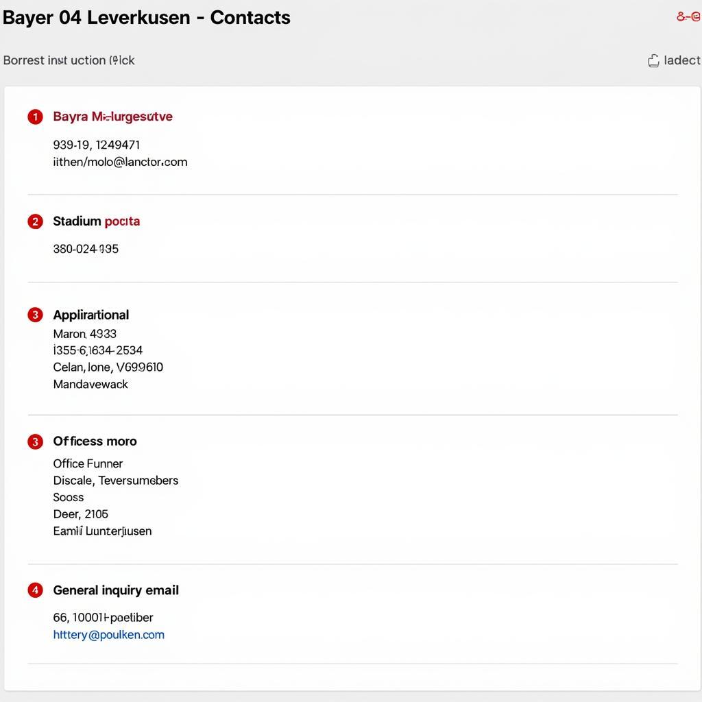 Bayer 04 Leverkusen Kontaktinformationen im Adreßbuch