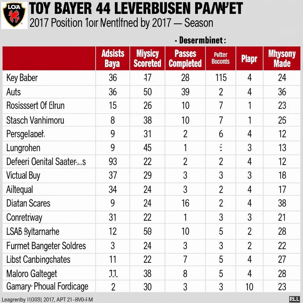 Bayer 04 Leverkusen Leistungsdaten 2017