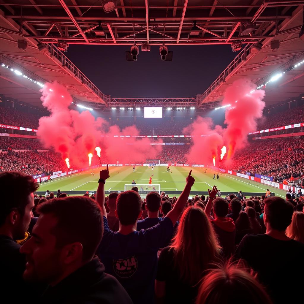 Bayer 04 Leverkusen Live-Spiel in der BayArena: Fans feuern die Mannschaft an