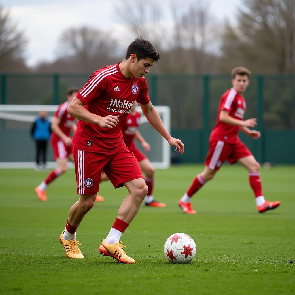 Bayer 04 Leverkusen Nachwuchs trainiert auf dem Platz