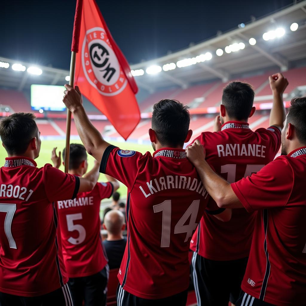 Bayer 04 Leverkusen Fans aus Oythe im Stadion