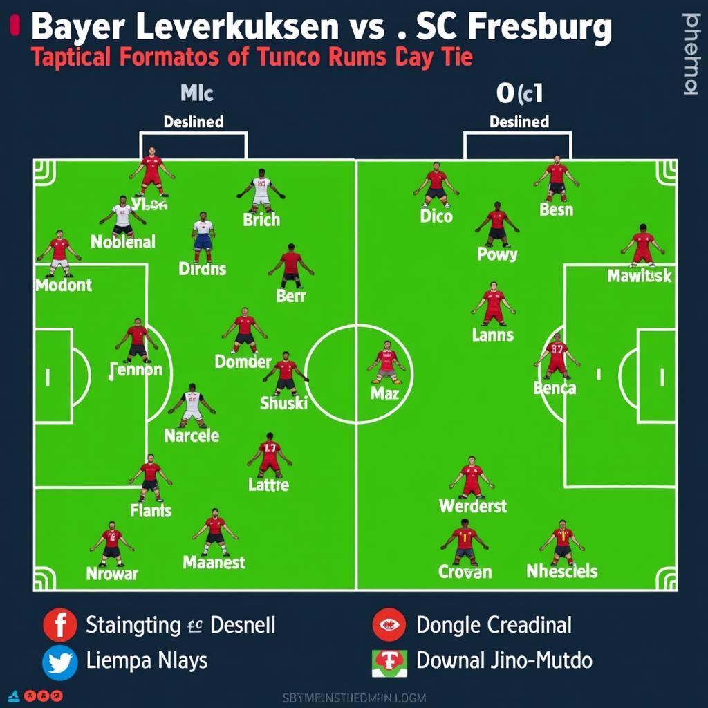 Taktische Aufstellungen von Bayer 04 Leverkusen und SC Freiburg