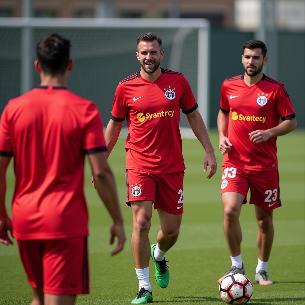 Spieler von Bayer 04 Leverkusen im neuen Trikot 23/24