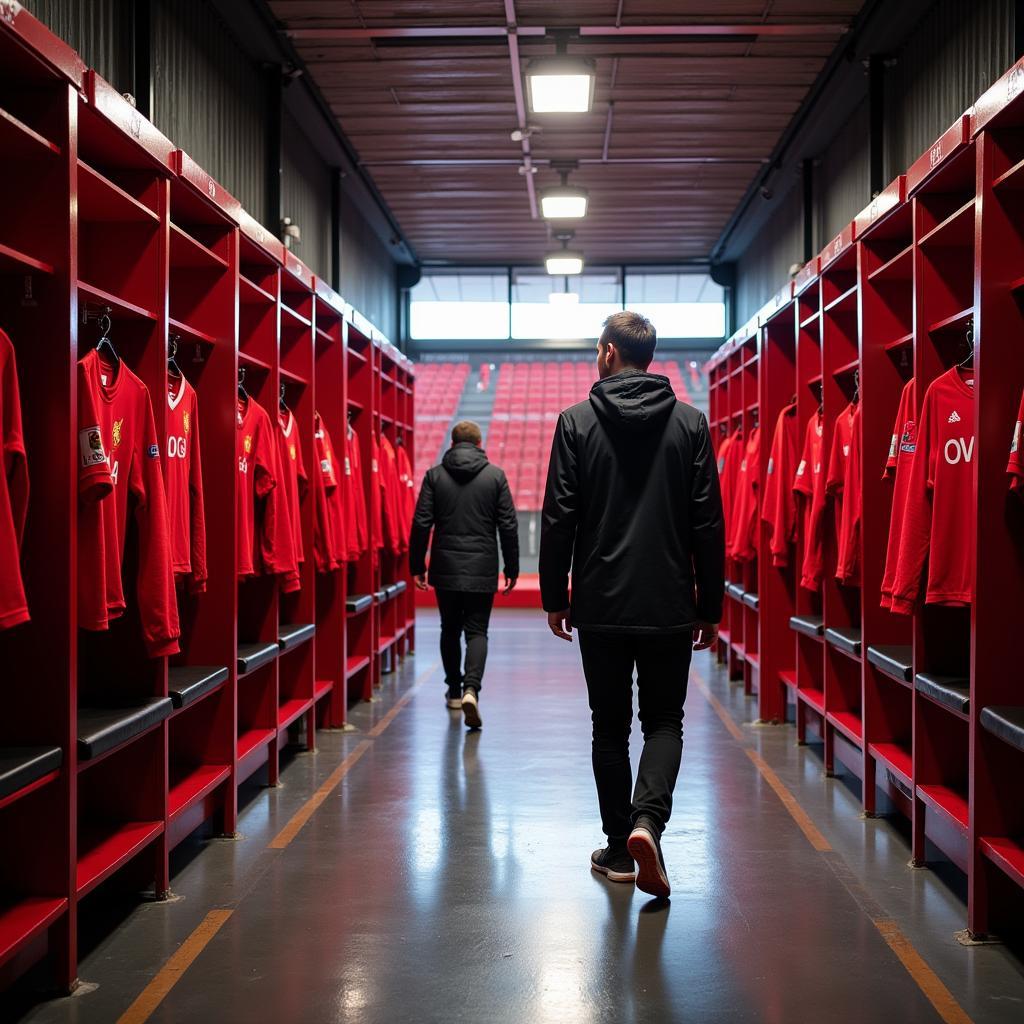 Bayer 04 Leverkusen Stadionführung: Blick in die Spielerkabine der BayArena.