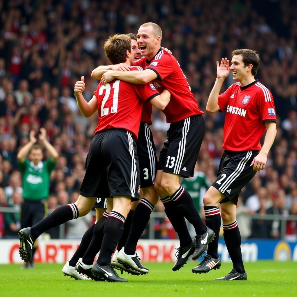 Bayer 04 Leverkusen Spieler beim Torjubel in der Saison 2005/06