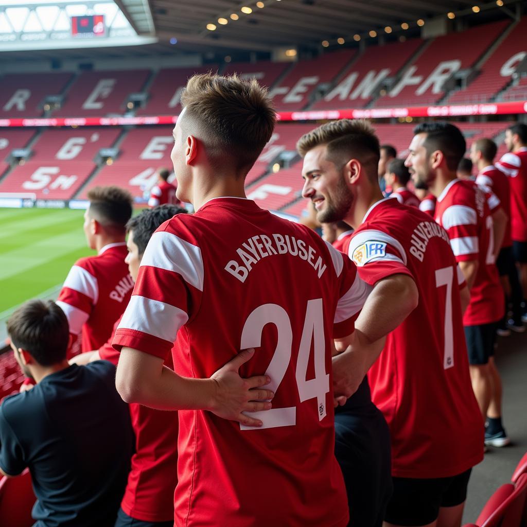 Bayer 04 Leverkusen Fans im Trikot 2016/17 in der BayArena