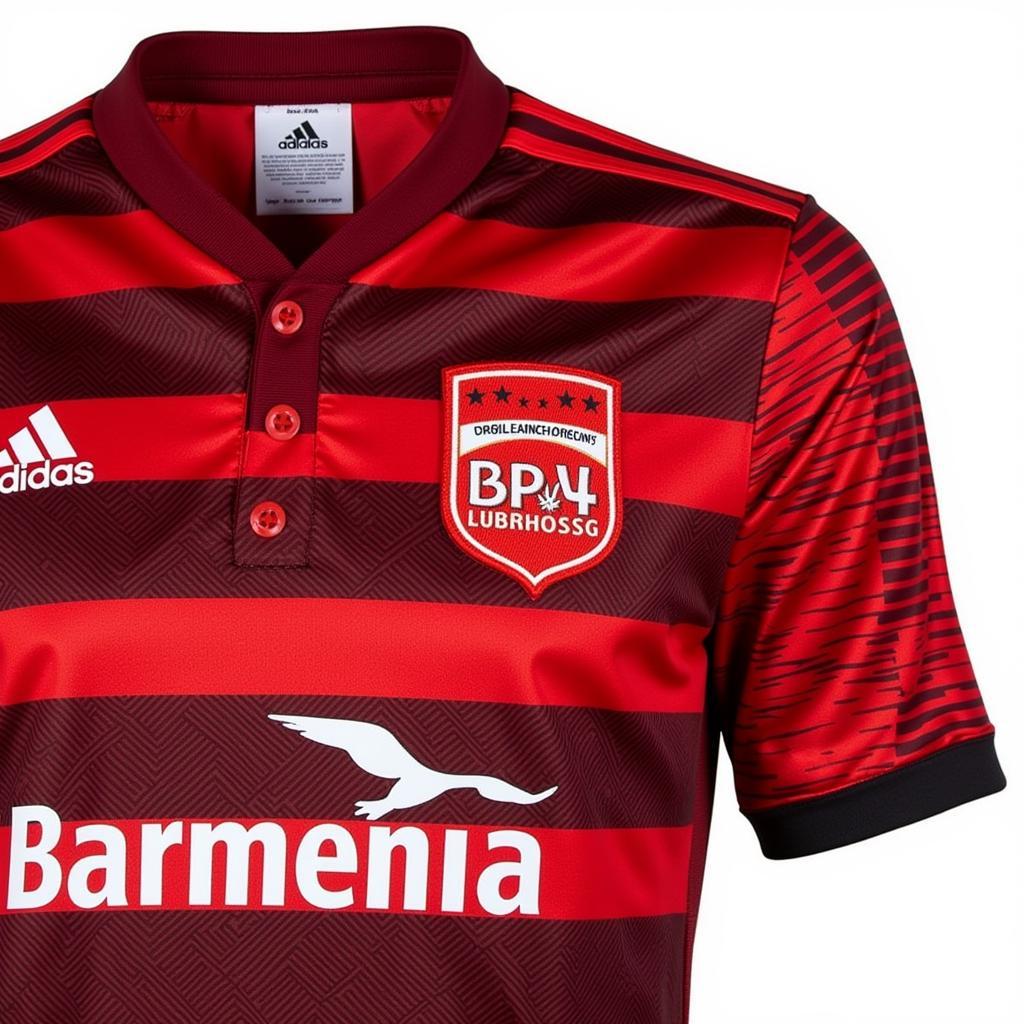 Bayer 04 Leverkusen Heimtrikot 2016/17 - Detailansicht der Streifen und des Sponsors