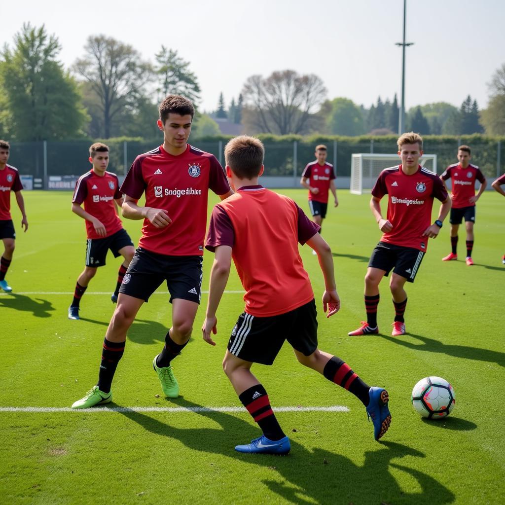 Bayer 04 Leverkusen U15 Mannschaft trainiert auf dem Platz