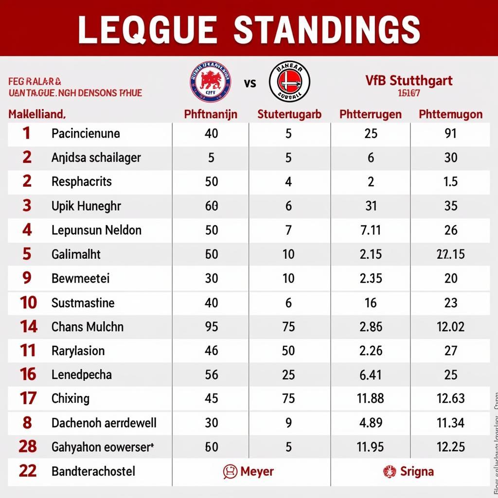 Tabellensituation von Bayer 04 Leverkusen und VfB Stuttgart