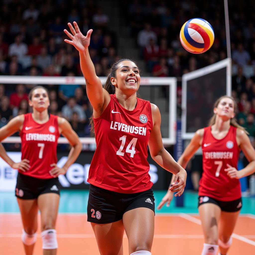 Bayer 04 Leverkusen Volleyball Damen Mannschaft in Aktion