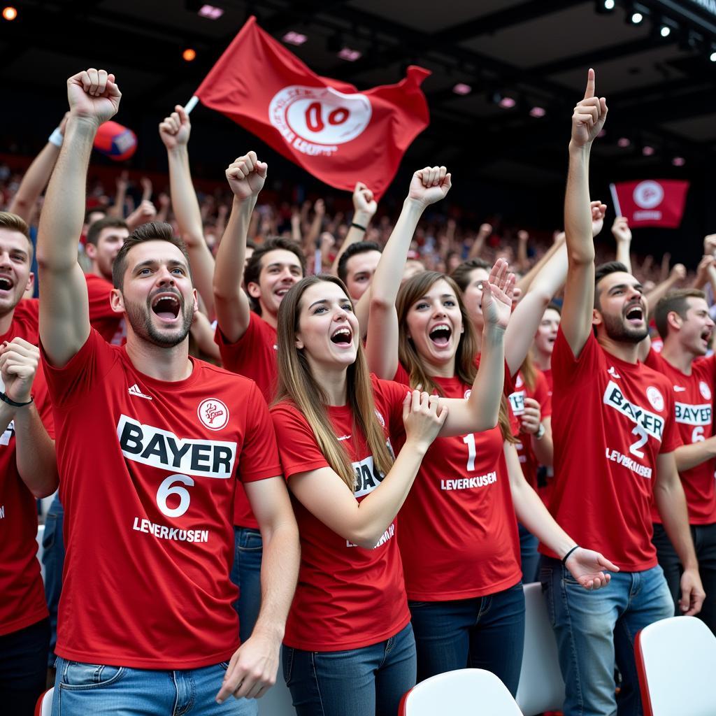 Bayer 04 Leverkusen Volleyball Fans jubeln ihrer Mannschaft zu