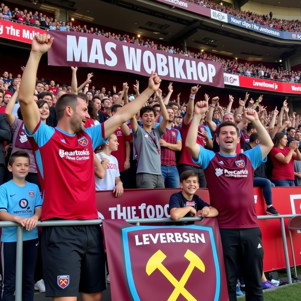 Die Fans von Bayer 04 Leverkusen und West Ham United fiebern dem Spiel entgegen.