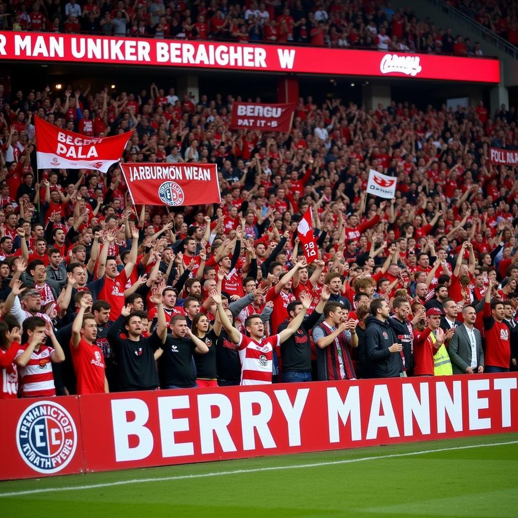 Fans von Bayer 04 Leverkusen W zeigen ihre Unterstützung