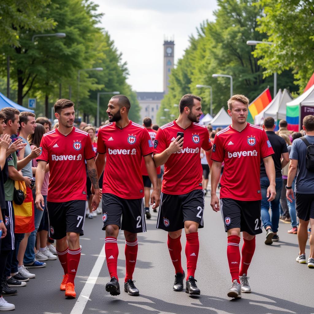 Bayer 04 Spieler beim CSD Leverkusen