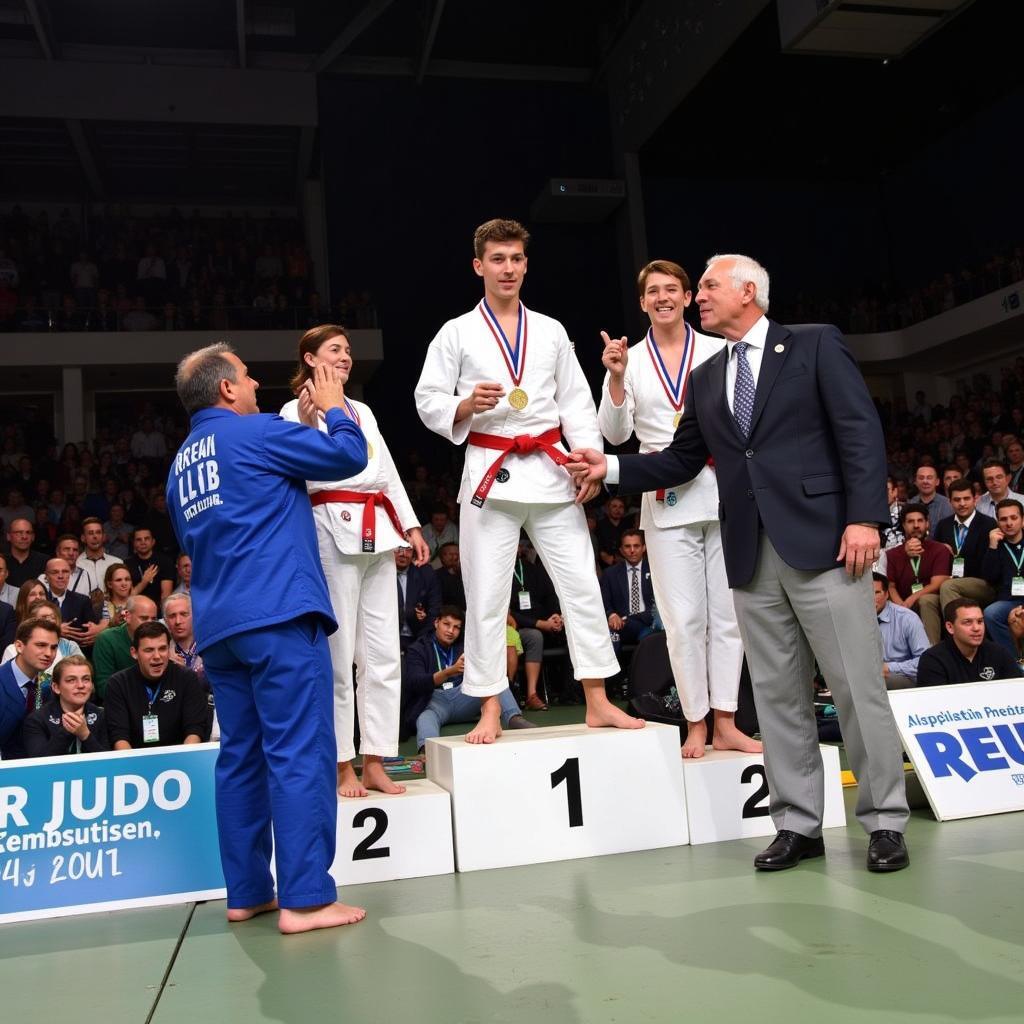 Siegerehrung beim Bayer Cup Leverkusen Judo 2017.