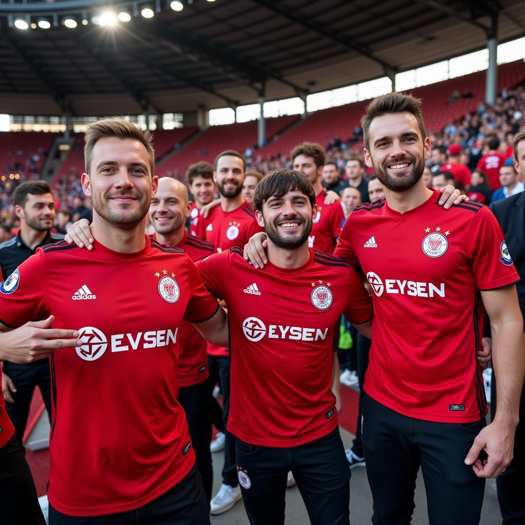 Bayer Leverkusen Fans im neuen Trikot