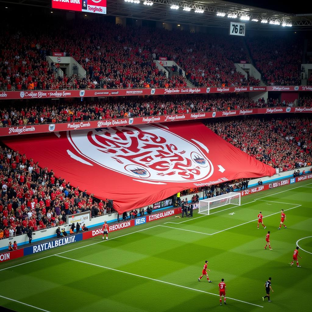 Beeindruckende Choreografie der Bayer Leverkusen Fans mit "Allez Allez" Banner