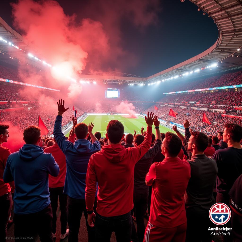 Fans von Bayer Leverkusen und Anderlecht im Stadion