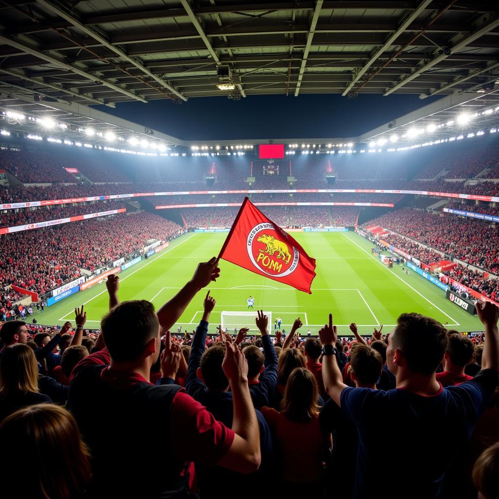 Fans im Stadion: Die Atmosphäre beim Spiel Bayer Leverkusen gegen AS Rom