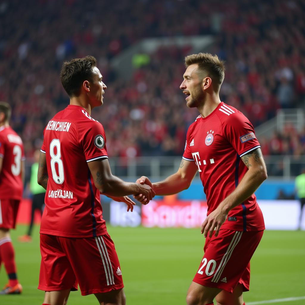 Das Spielende zwischen Bayer Leverkusen und Bayern München 2019