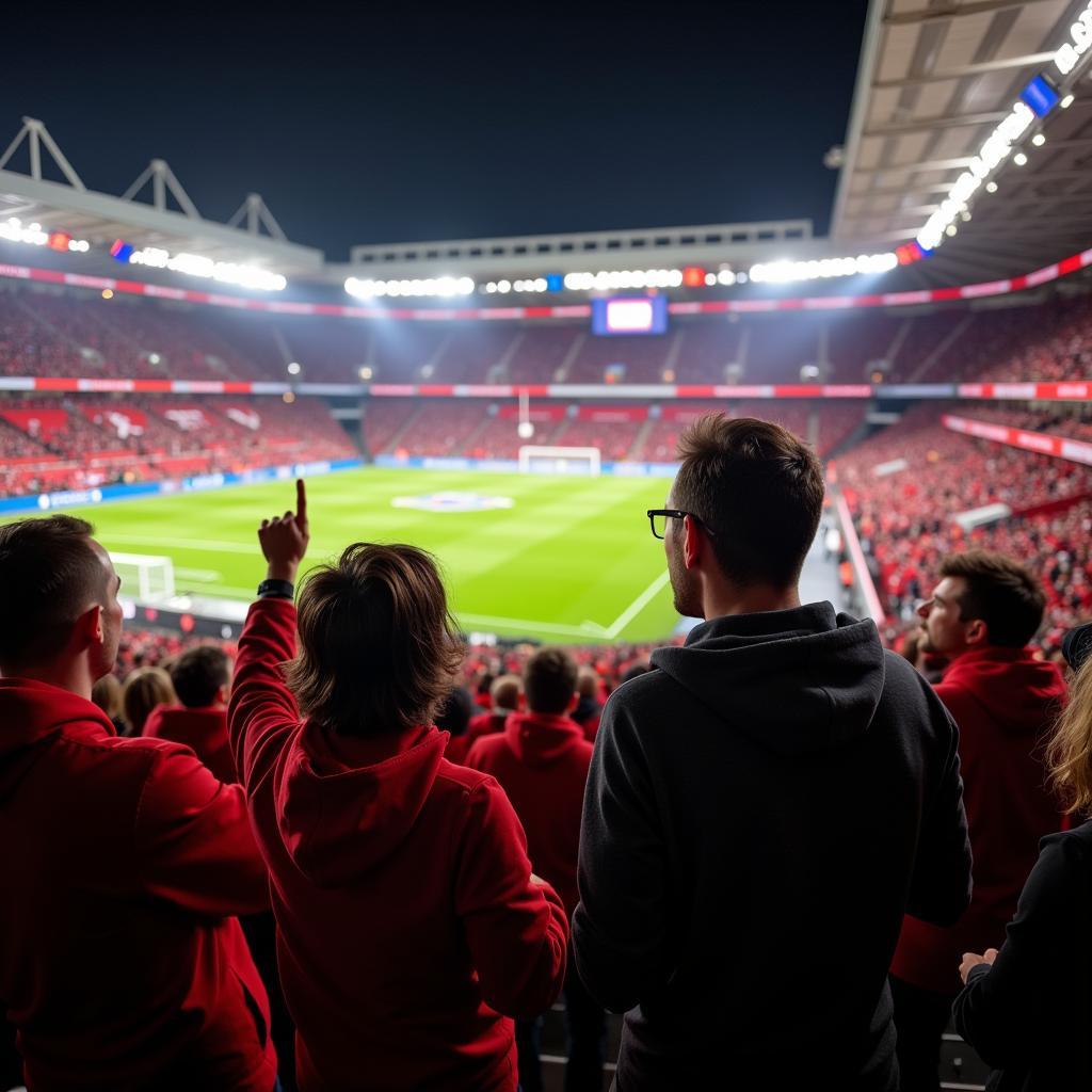 Bayer Leverkusen Fans im Stadion beim Spiel gegen Borussia Mönchengladbach