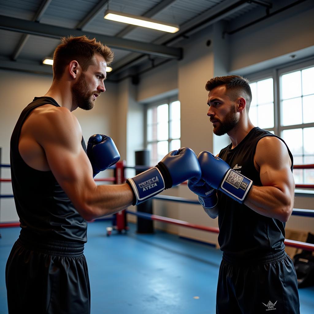 Probetraining mit einem Bayer Leverkusen Box-Trainer