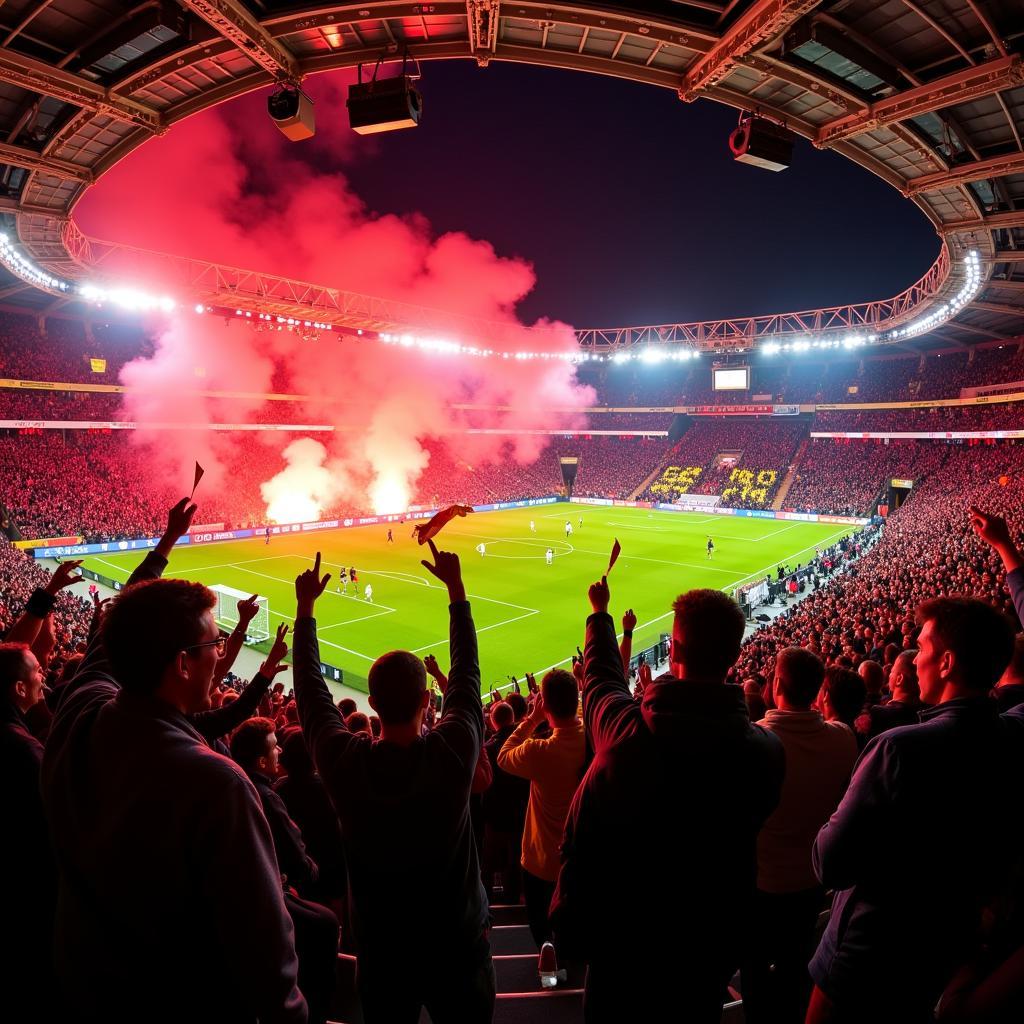 Fans und Stimmung bei Bayer Leverkusen gegen Borussia Dortmund Spielen